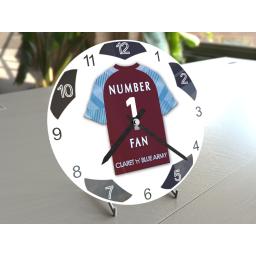 ANY TEAM NUMBER 1 FAN Football Shirt Clock - Perfect Gift for any Fan