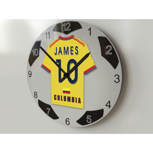 Colombia Football Gifts - Personalised Football Team Shirt Wall Clock