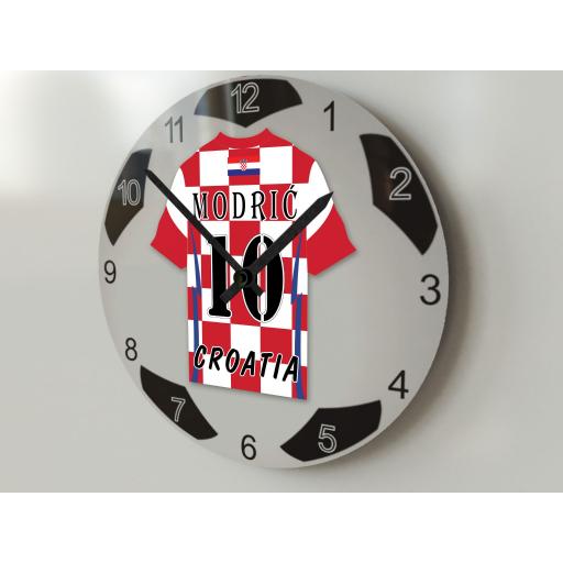 Croatia Football Gifts - Personalised Football Team Shirt Wall Clock